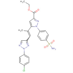 177495-18-0  1H-Pyrazole-3-carboxylic acid,1-[4-(aminosulfonyl)phenyl]-5-[2-[2-(4-chlorophenyl)-2H-1,2,3-triazol-4-yl]-1-methylethenyl]-, ethyl ester