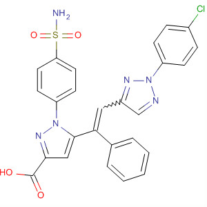 177495-43-1  1H-Pyrazole-3-carboxylic acid,1-[4-(aminosulfonyl)phenyl]-5-[2-[2-(4-chlorophenyl)-2H-1,2,3-triazol-4-yl]-1-phenylethenyl]-