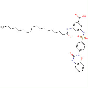 16515-05-2  Benzoic acid,3-[[[4-[[[(2-hydroxyphenyl)amino]carbonyl]amino]phenyl]sulfonyl]amino]-5-[(1-oxooctadecyl)amino]-