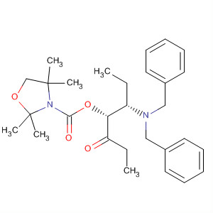 167905-44-4  3-Oxazolidinecarboxylic acid, 2,2,4,4-tetramethyl-,(1R,2S)-2-[bis(phenylmethyl)amino]-1-(1-oxopropyl)-1,4-butanediylester