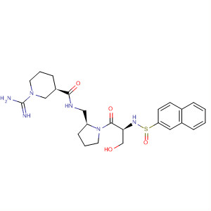 168112-62-7  3-Piperidinecarboxamide,1-(aminoiminomethyl)-N-[[(2S)-1-[(2S)-3-hydroxy-2-[(2-naphthalenylsulfonyl)amino]-1-oxopropyl]-2-pyrrolidinyl]methyl]-, (3R)-