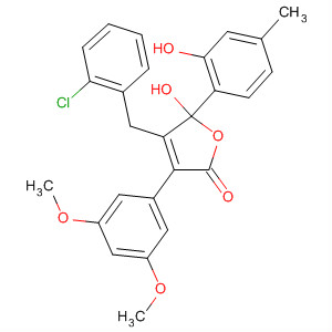 169804-98-2  2(5H)-Furanone,4-[(2-chlorophenyl)methyl]-3-(3,5-dimethoxyphenyl)-5-hydroxy-5-(4-methoxyphenyl)-