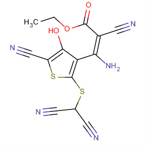 170377-20-5  2-Propenoic acid,3-amino-2-cyano-3-[5-cyano-2-[(dicyanomethyl)thio]-4-hydroxy-3-thienyl]-, ethyl ester, (E)-