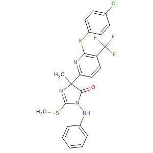 170440-88-7  4H-Imidazol-4-one,5-[6-[(4-chlorophenyl)thio]-5-(trifluoromethyl)-2-pyridinyl]-3,5-dihydro-5-methyl-2-(methylthio)-3-(phenylamino)-
