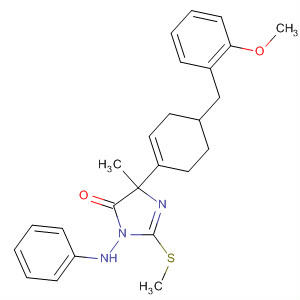 170441-11-9  4H-Imidazol-4-one,3,5-dihydro-5-[4-(methoxyphenylmethyl)phenyl]-5-methyl-2-(methylthio)-3-(phenylamino)-