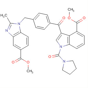 170499-02-2  1H-Benzimidazole-5-carboxylic acid,1-[[4-[[4-(methoxycarbonyl)-1-(1-pyrrolidinylcarbonyl)-1H-indol-3-yl]carbonyl]phenyl]methyl]-2-methyl-, methyl ester