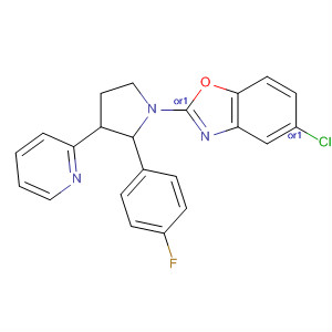 170733-90-1  Benzoxazole,5-chloro-2-[2-(4-fluorophenyl)-3-(2-pyridinyl)-1-pyrrolidinyl]-, trans-