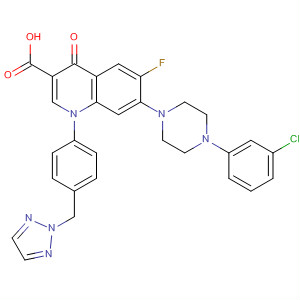 157844-65-0  3-Quinolinecarboxylic acid,7-[4-(3-chlorophenyl)-1-piperazinyl]-6-fluoro-1,4-dihydro-4-oxo-1-[4-(2H-1,2,3-triazol-2-ylmethyl)phenyl]-