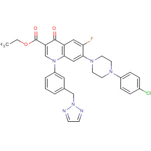 157845-06-2  3-Quinolinecarboxylic acid,7-[4-(4-chlorophenyl)-1-piperazinyl]-6-fluoro-1,4-dihydro-4-oxo-1-[3-(2H-1,2,3-triazol-2-ylmethyl)phenyl]-, ethyl ester