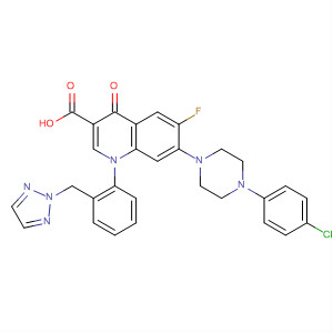 157845-50-6  3-Quinolinecarboxylic acid,7-[4-(4-chlorophenyl)-1-piperazinyl]-6-fluoro-1,4-dihydro-4-oxo-1-[2-(2H-1,2,3-triazol-2-ylmethyl)phenyl]-