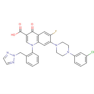 157845-51-7  3-Quinolinecarboxylic acid,7-[4-(3-chlorophenyl)-1-piperazinyl]-6-fluoro-1,4-dihydro-4-oxo-1-[2-(2H-1,2,3-triazol-2-ylmethyl)phenyl]-