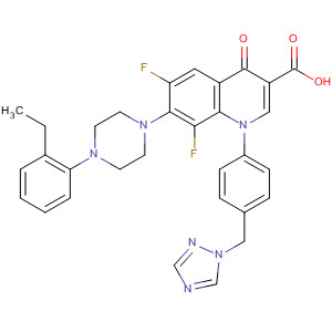 157845-80-2  3-Quinolinecarboxylic acid,7-[4-(2-ethylphenyl)-1-piperazinyl]-6,8-difluoro-1,4-dihydro-4-oxo-1-[4-(1H-1,2,4-triazol-1-ylmethyl)phenyl]-