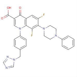 157845-82-4  3-Quinolinecarboxylic acid,6,8-difluoro-1,4-dihydro-4-oxo-7-(4-phenyl-1-piperazinyl)-1-[4-(1H-1,2,4-triazol-1-ylmethyl)phenyl]-