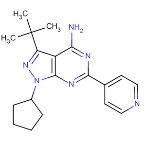 158001-39-9  1H-Pyrazolo[3,4-d]pyrimidin-4-amine,1-cyclopentyl-3-(1,1-dimethylethyl)-6-(4-pyridinyl)-
