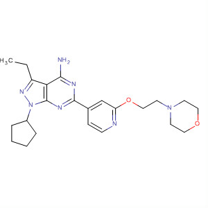 158020-96-3  1H-Pyrazolo[3,4-d]pyrimidin-4-amine,1-cyclopentyl-3-ethyl-6-[2-[2-(4-morpholinyl)ethoxy]-4-pyridinyl]-