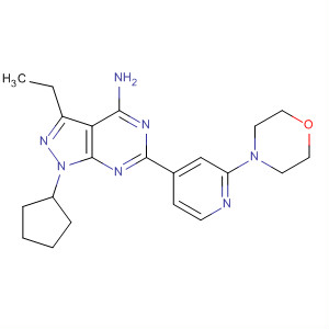 158021-07-9  1H-Pyrazolo[3,4-d]pyrimidin-4-amine,1-cyclopentyl-3-ethyl-6-[2-(4-morpholinyl)-4-pyridinyl]-