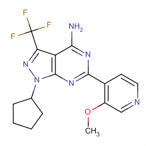 158021-17-1  1H-Pyrazolo[3,4-d]pyrimidin-4-amine,1-cyclopentyl-6-(3-methoxy-4-pyridinyl)-3-(trifluoromethyl)-