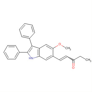 160654-79-5  1-Penten-3-one, 1-(5-methoxy-2,3-diphenyl-1H-indol-6-yl)-