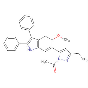 160654-95-5  1H-Pyrazole,1-acetyl-3-ethyl-4,5-dihydro-5-(5-methoxy-2,3-diphenyl-1H-indol-6-yl)-