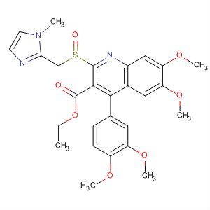 161493-40-9  3-Quinolinecarboxylic acid,4-(3,4-dimethoxyphenyl)-6,7-dimethoxy-2-[[(1-methyl-1H-imidazol-2-yl)methyl]sulfinyl]-, ethyl ester
