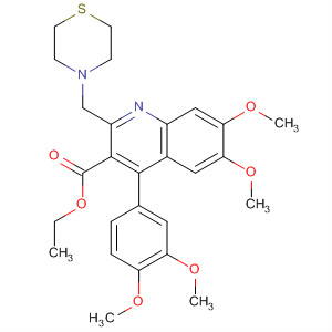 161493-46-5  3-Quinolinecarboxylic acid,4-(3,4-dimethoxyphenyl)-6,7-dimethoxy-2-(4-thiomorpholinylmethyl)-,ethyl ester