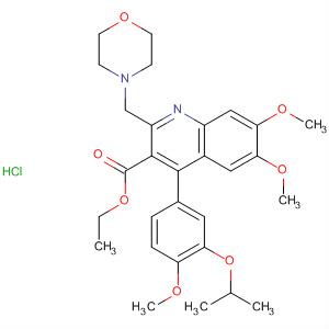 161493-56-7  3-Quinolinecarboxylic acid,6,7-dimethoxy-4-[4-methoxy-3-(1-methylethoxy)phenyl]-2-(4-morpholinylmethyl)-, ethyl ester, monohydrochloride
