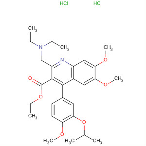 161493-83-0  3-Quinolinecarboxylic acid,2-[(diethylamino)methyl]-6,7-dimethoxy-4-[4-methoxy-3-(1-methylethoxy)phenyl]-, ethyl ester, dihydrochloride