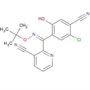 162269-07-0  3-Pyridinecarbonitrile,2-[(5-chloro-4-cyano-2-hydroxyphenyl)[(1,1-dimethylethoxy)imino]methyl]-, (Z)-