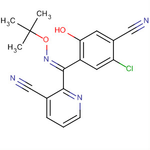162269-08-1  3-Pyridinecarbonitrile,2-[(5-chloro-4-cyano-2-hydroxyphenyl)[(1,1-dimethylethoxy)imino]methyl]-, (E)-