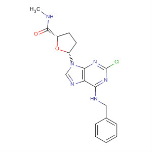 163042-81-7  2-Furancarboxamide,5-[2-chloro-6-[(phenylmethyl)amino]-9H-purin-9-yl]tetrahydro-N-methyl-,(2S,5R)-