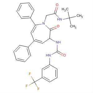 152642-85-8  1H-Azepine-1-acetamide,N-(1,1-dimethylethyl)hexahydro-2-oxo-5,7-diphenyl-3-[[[[3-(trifluoromethyl)phenyl]amino]carbonyl]amino]-