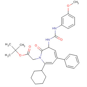 152643-05-5  1H-Azepine-1-acetic acid,7-cyclohexylhexahydro-3-[[[(3-methoxyphenyl)amino]carbonyl]amino]-2-oxo-5-phenyl-, 1,1-dimethylethyl ester