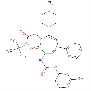 152643-13-5  1H-Azepine-1-acetamide,N-(1,1-dimethylethyl)hexahydro-7-(4-methylphenyl)-3-[[[(3-methylphenyl)amino]carbonyl]amino]-2-oxo-5-phenyl-
