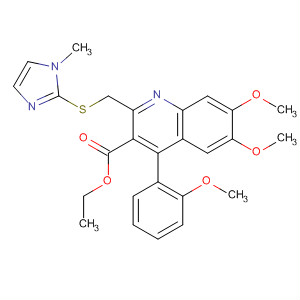 153394-80-0  3-Quinolinecarboxylic acid,6,7-dimethoxy-4-(2-methoxyphenyl)-2-[[(1-methyl-1H-imidazol-2-yl)thio]methyl]-, ethyl ester
