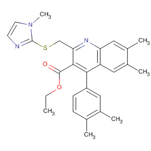 153394-82-2  3-Quinolinecarboxylic acid,4-(3,4-dimethylphenyl)-6,7-dimethyl-2-[[(1-methyl-1H-imidazol-2-yl)thio]methyl]-, ethyl ester
