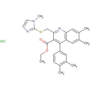 153394-83-3  3-Quinolinecarboxylic acid,4-(3,4-dimethylphenyl)-6,7-dimethyl-2-[[(1-methyl-1H-imidazol-2-yl)thio]methyl]-, ethyl ester, monohydrochloride