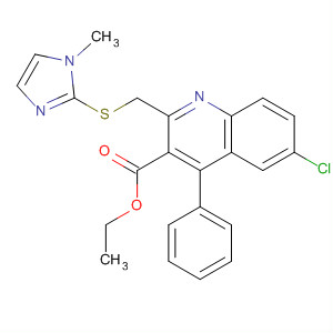 153394-86-6  3-Quinolinecarboxylic acid,6-chloro-2-[[(1-methyl-1H-imidazol-2-yl)thio]methyl]-4-phenyl-, ethylester
