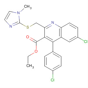 153394-87-7  3-Quinolinecarboxylic acid,6-chloro-4-(4-chlorophenyl)-2-[[(1-methyl-1H-imidazol-2-yl)thio]methyl]-,ethyl ester