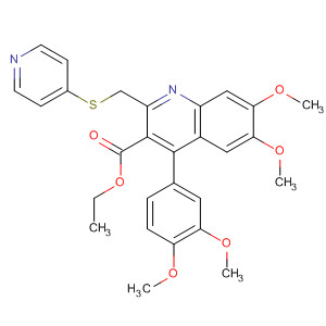 153395-11-0  3-Quinolinecarboxylic acid,4-(3,4-dimethoxyphenyl)-6,7-dimethoxy-2-[(4-pyridinylthio)methyl]-, ethylester