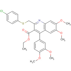 153395-13-2  3-Quinolinecarboxylic acid,2-[[(4-chlorophenyl)thio]methyl]-4-(3,4-dimethoxyphenyl)-6,7-dimethoxy-,ethyl ester