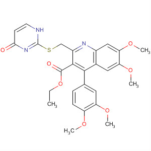153395-16-5  3-Quinolinecarboxylic acid,2-[[(1,4-dihydro-4-oxo-2-pyrimidinyl)thio]methyl]-4-(3,4-dimethoxyphenyl)-6,7-dimethoxy-, ethyl ester