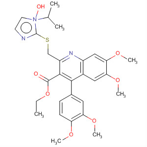 153395-20-1  3-Quinolinecarboxylic acid,4-(3,4-dimethoxyphenyl)-6,7-dimethoxy-2-[[[1-(1-methylethyl)-1H-imidazol-2-yl]thio]methyl]-, ethyl ester