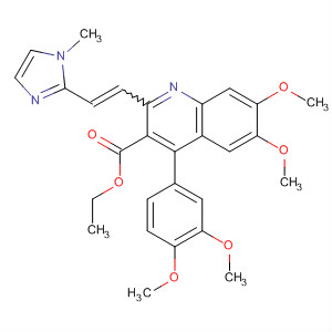 153395-59-6  3-Quinolinecarboxylic acid,4-(3,4-dimethoxyphenyl)-6,7-dimethoxy-2-[2-(1-methyl-1H-imidazol-2-yl)ethenyl]-, ethyl ester, (Z)-