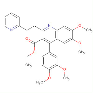 153395-68-7  3-Quinolinecarboxylic acid,4-(3,4-dimethoxyphenyl)-6,7-dimethoxy-2-[2-(2-pyridinyl)ethyl]-, ethylester