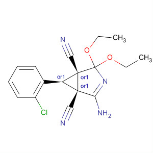 154492-04-3  3-Azabicyclo[3.1.0]hex-2-ene-1,5-dicarbonitrile,2-amino-6-(2-chlorophenyl)-4,4-diethoxy-, (1R,5S,6R)-rel-