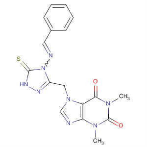155664-65-6  1H-Purine-2,6-dione,7-[[4,5-dihydro-4-[(phenylmethylene)amino]-5-thioxo-1H-1,2,4-triazol-3-yl]methyl]-3,7-dihydro-1,3-dimethyl-