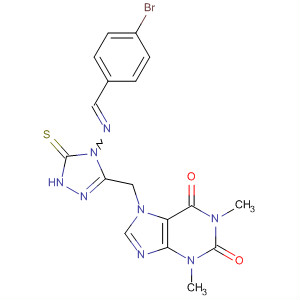 155664-66-7  1H-Purine-2,6-dione,7-[[4-[[(4-bromophenyl)methylene]amino]-4,5-dihydro-5-thioxo-1H-1,2,4-triazol-3-yl]methyl]-3,7-dihydro-1,3-dimethyl-