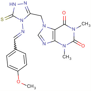 155664-67-8  1H-Purine-2,6-dione,7-[[4,5-dihydro-4-[[(4-methoxyphenyl)methylene]amino]-5-thioxo-1H-1,2,4-triazol-3-yl]methyl]-3,7-dihydro-1,3-dimethyl-