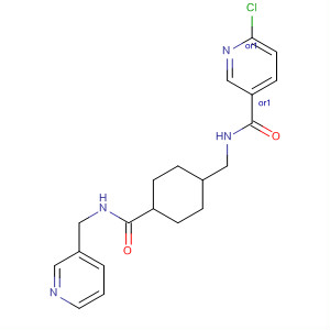 155823-26-0  3-Pyridinecarboxamide,6-chloro-N-[[4-[[(3-pyridinylmethyl)amino]carbonyl]cyclohexyl]methyl]-,trans-