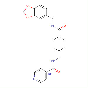 155823-87-3  4-Pyridinecarboxamide,N-[[4-[[(1,3-benzodioxol-5-ylmethyl)amino]carbonyl]cyclohexyl]methyl]-,trans-